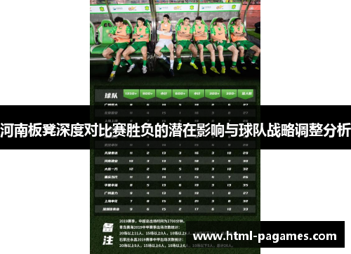 河南板凳深度对比赛胜负的潜在影响与球队战略调整分析 河南板凳深度对比赛胜负的潜在影响与球队战略调整分析